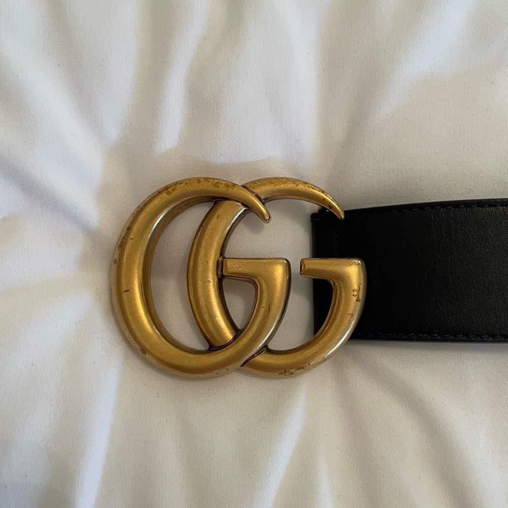 Men’s Gucci authentic wide leather black belt with double G buckle size 90